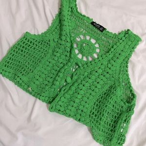 Rare Crochet European Crop top/ Swim Cover up